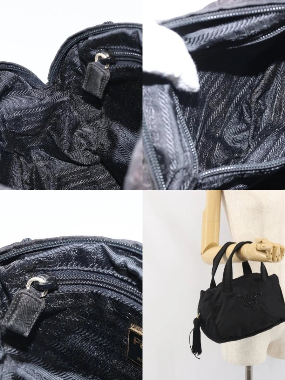 PRADA Hand Bag Nylon Black Gold Auth bs33258 - Picture 15 of 16